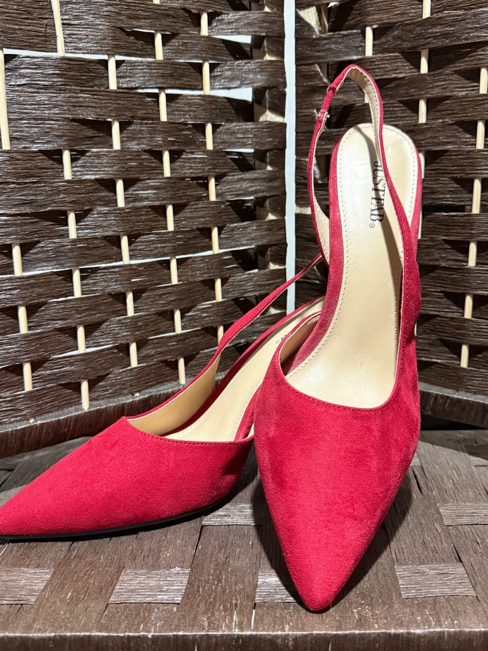 JustFab Brit Pointed Toe High Slingback Slip-on Suede Dress Pumps Size 8.5